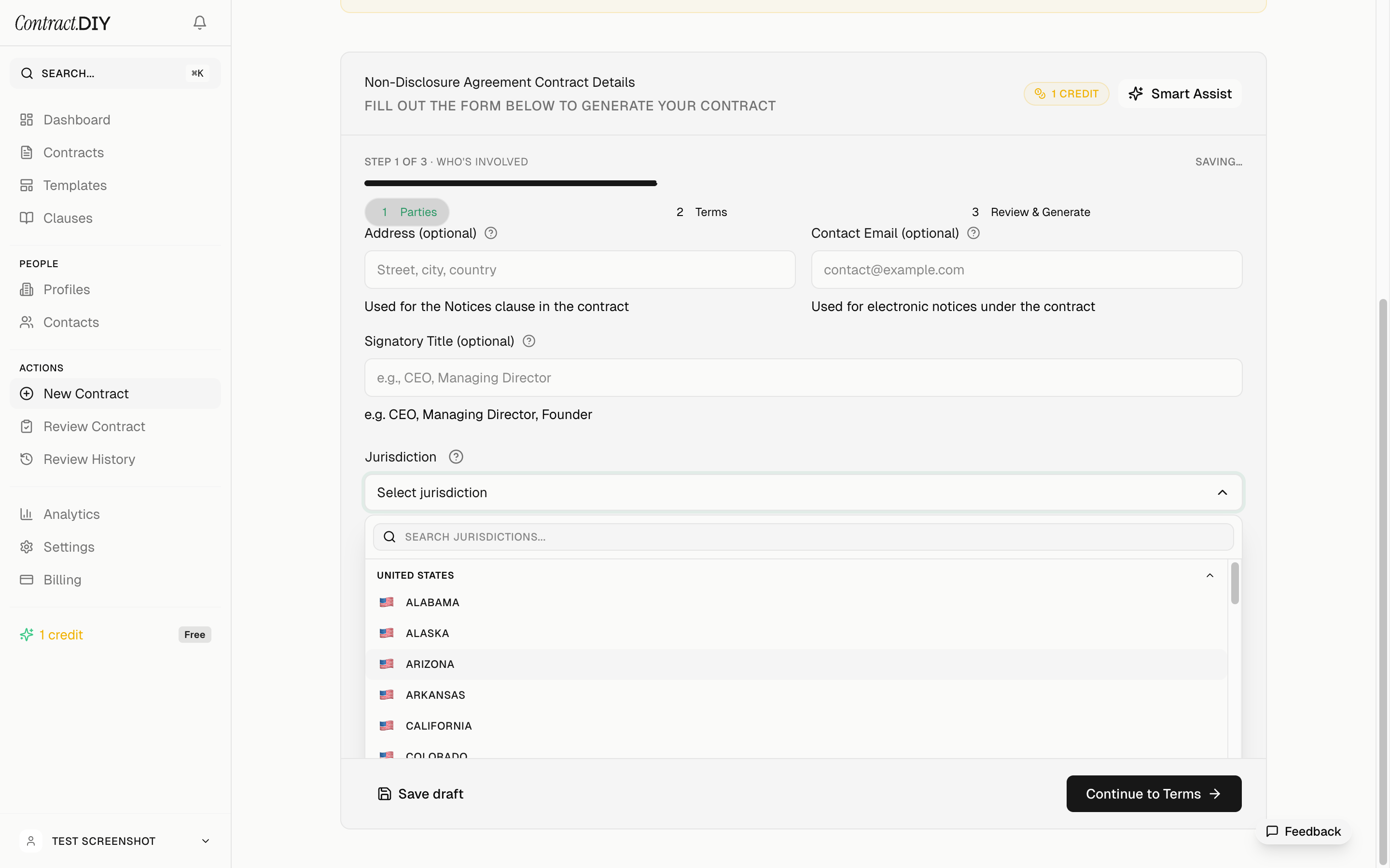 State-specific clauses surfaced inside a generated lease.
